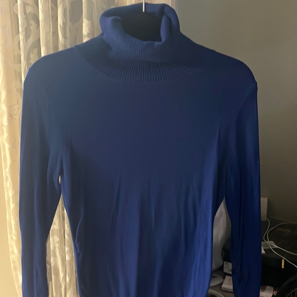 Royal blue, ruched turtleneck